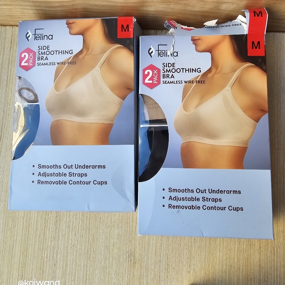 Felina Ladie's Side Smoothing Seamless Wire-Free Adjustable Bra Nude/Black - Picture 2 of 15